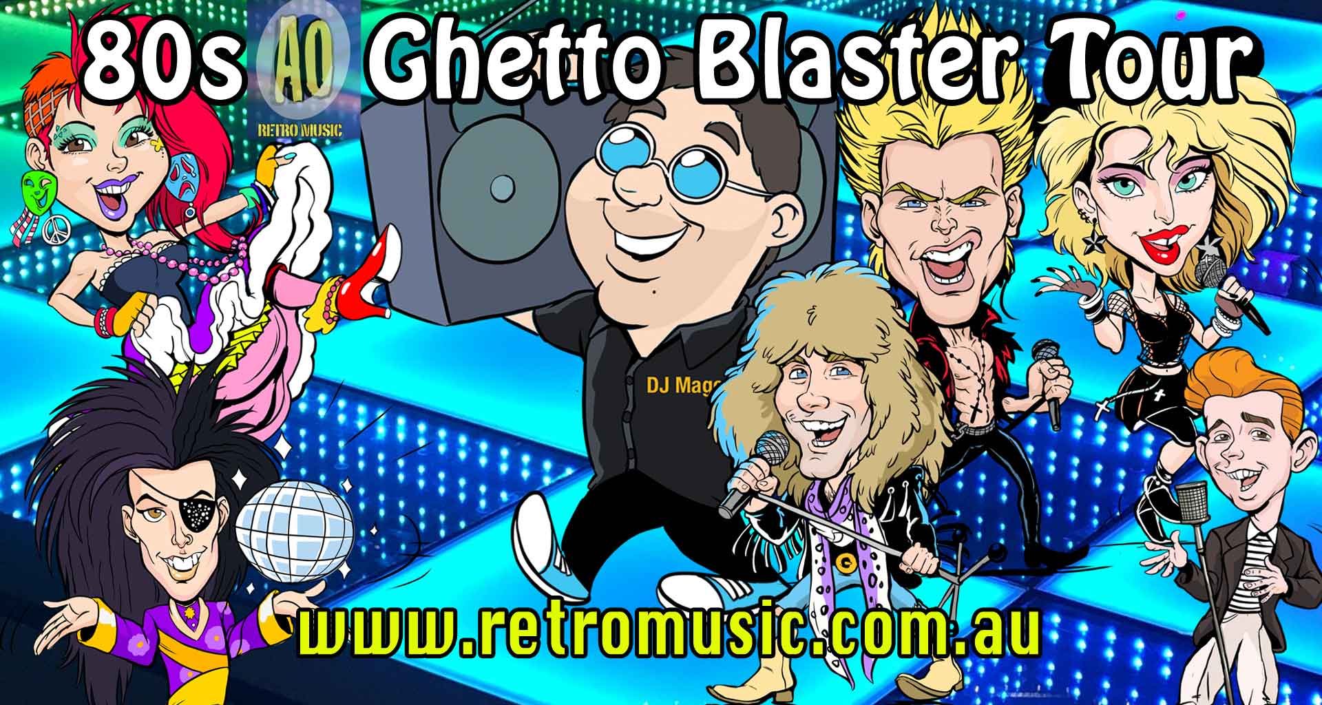 80s Ghetto Blaster Tour with retro music